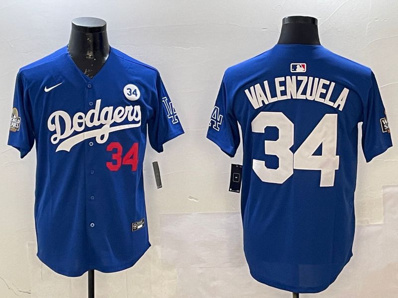Men Los Angeles Dodgers #34 Valenzuela Blue Fashion 2025 Nike MLB Jersey style 1